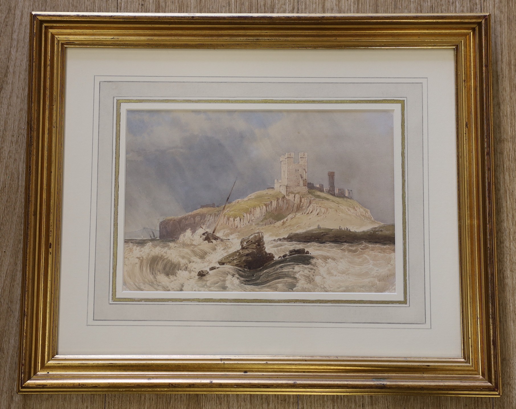 Anthony Vandyke Copley-Fielding (1787-1855), watercolour, 'Dunstanburgh Castle', signed, 17 x 25cm